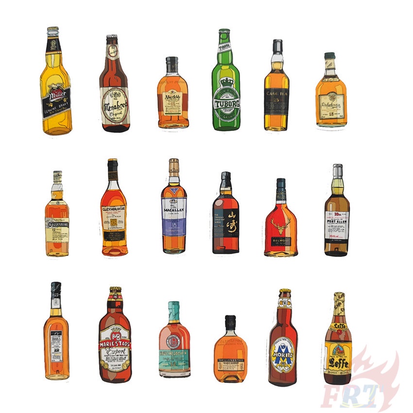 ❉ Beer Beverage Whiskey Bottle Series 02 Winebottle Art Stickers ❉ 50Pcs/Set DIY Fashion Doodle Decals Stickers