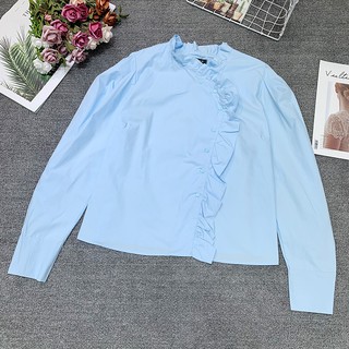Áo sơ mi Zara xanh cổ bèo