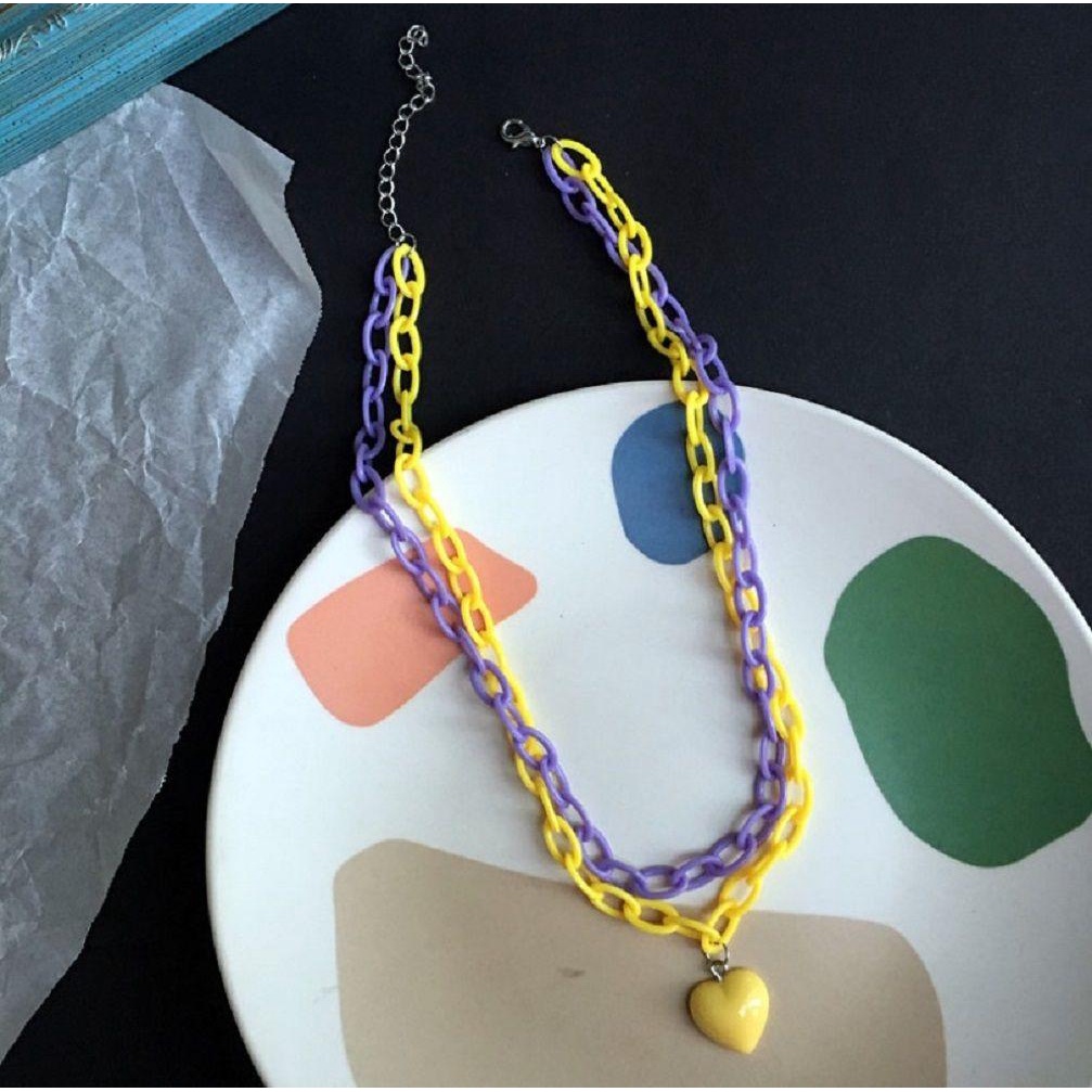 HS 1 Vòng Cổ Choker Hình Trái Tim Màu Macaron Thời Trang Dành Cho Nữ