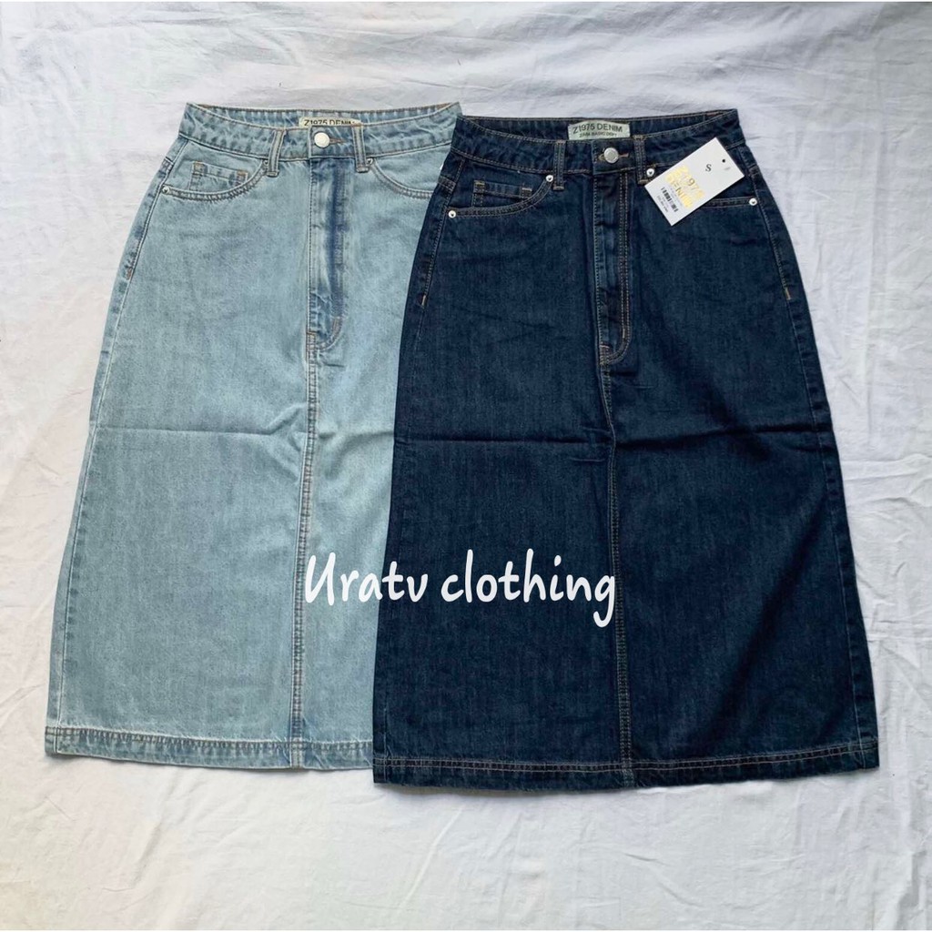 [FREESHIP - ẢNH CHÍNH CHỦ] Chân váy midi jean xẻ sau ZRA 255