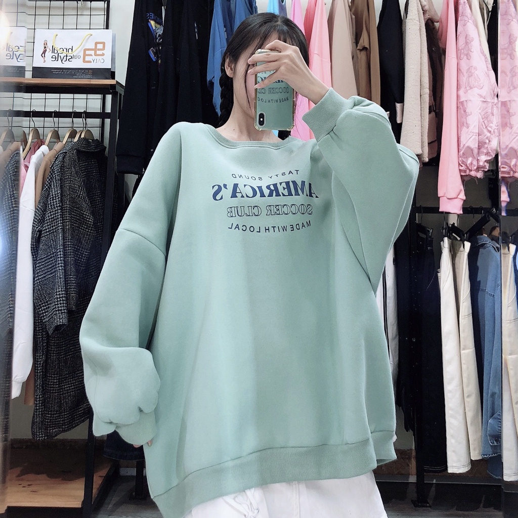 Áo Sweater Form Rộng Áo Nỉ Lót Bông Quảng Châu Phong Cách Ulzzang AMARICA'S