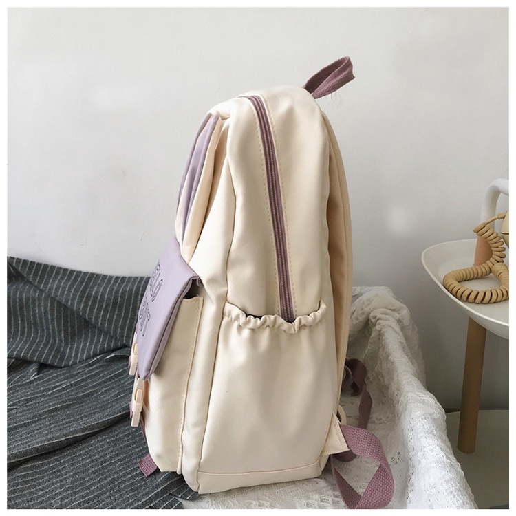 Balo Đi Học Nữ Cute Balo Du Lịch Họa Tiết Tai Thỏ Đáng Yêu Chất Liệu Không Thấm Nước  QH0015