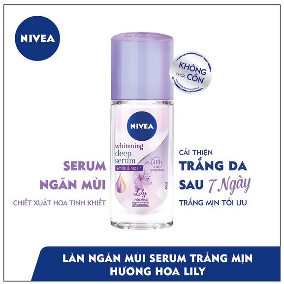 Lăn serum ngăn mùi NIVEA trắng mịn hương hoa 40ml