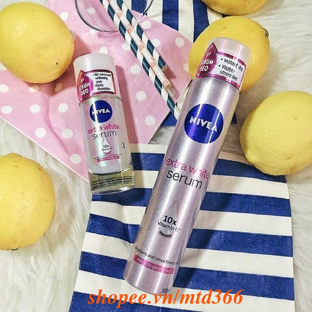 Xịt Khử Mùi Cho Nữ 100ml Nivea Extra White Serum