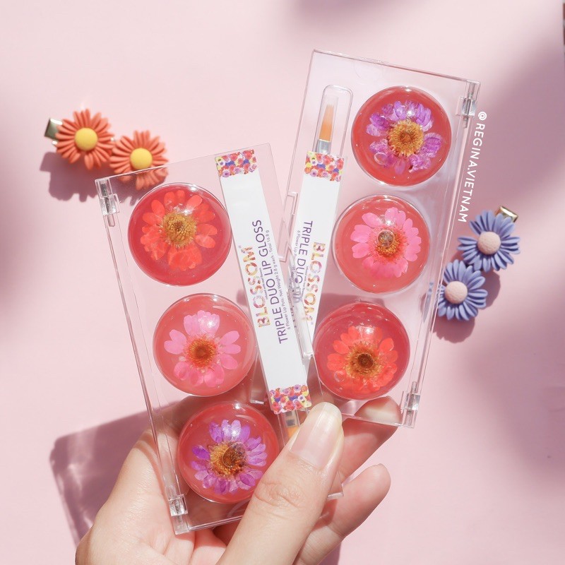 Bảng son 6 Ô bóng + dưỡng TRIPLE DUO / Blossom Beauty