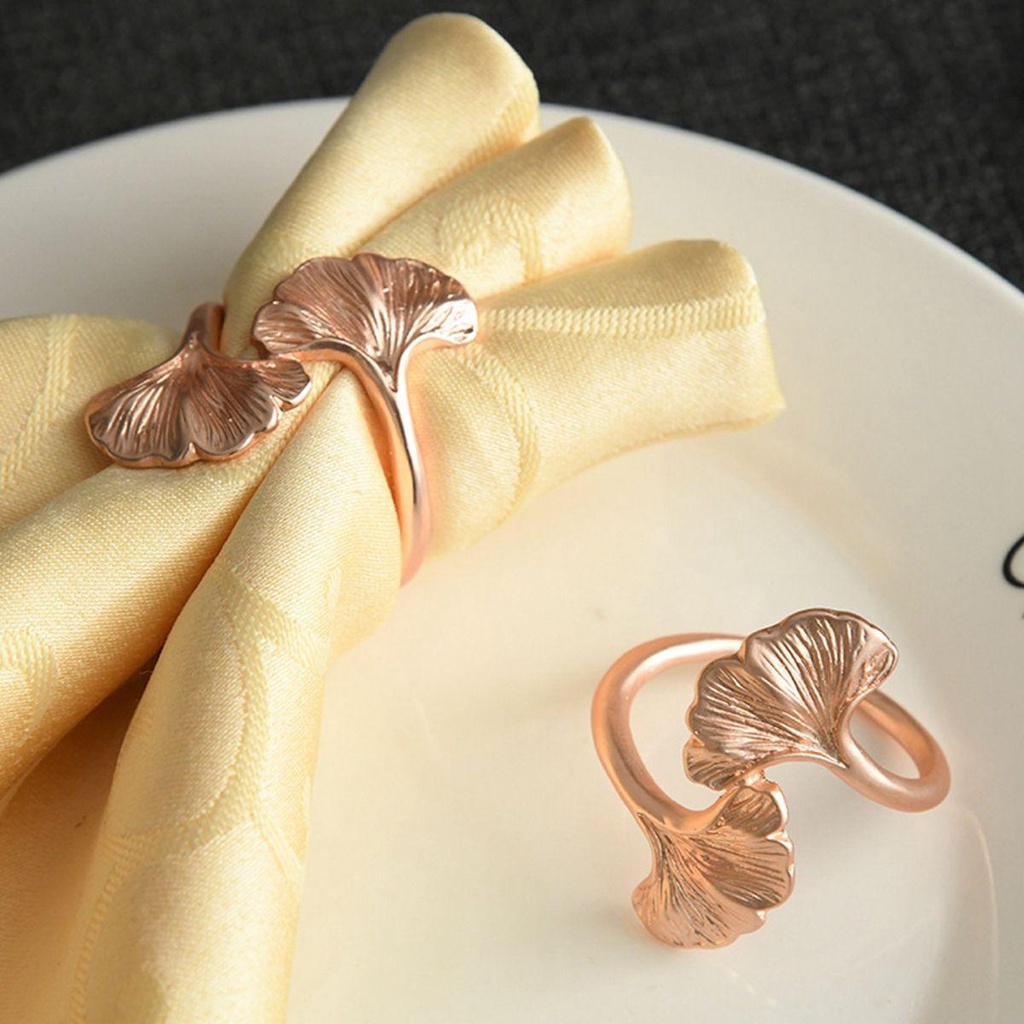 Vòng Khóa Khăn Ăn Hình Lá Ginkgo Trang Trí Tiệc Cưới