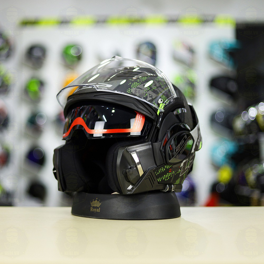 Mũ Lật Hàm LS2 FF900 Valiant II Xám Vàng Nhám Gripper