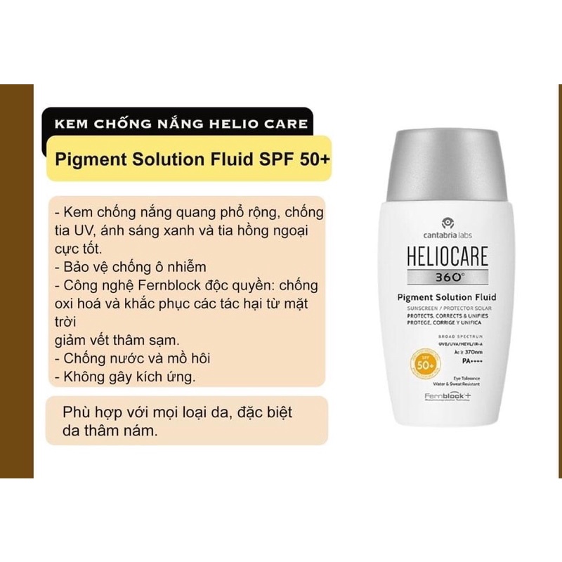 Heliocare Pigment kem chống nắng phổ rộng ngừa nám mẫu mới
