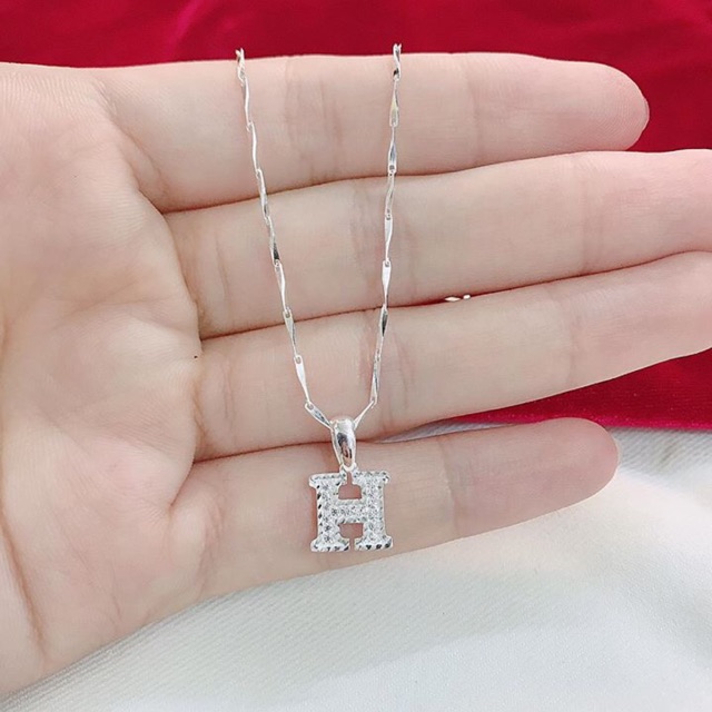 Dây chuyền mưa mặt chữ H đính đá bạc ta cao cấp sáng đẹp