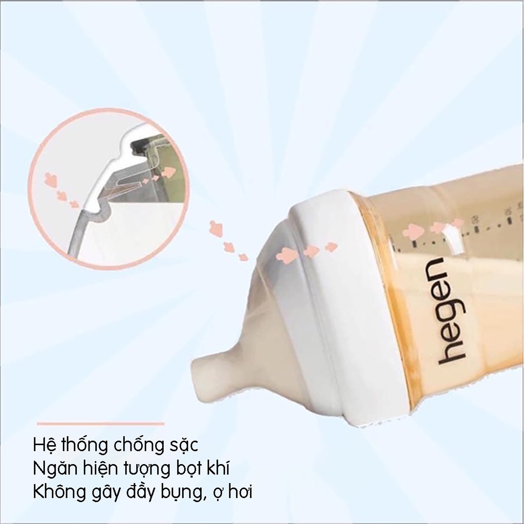 Bình sữa cho bé sơ sinh HEGEN PPSU 60ml 0m+, bình sữa chính hãng núm số 0 - Monnie Kids