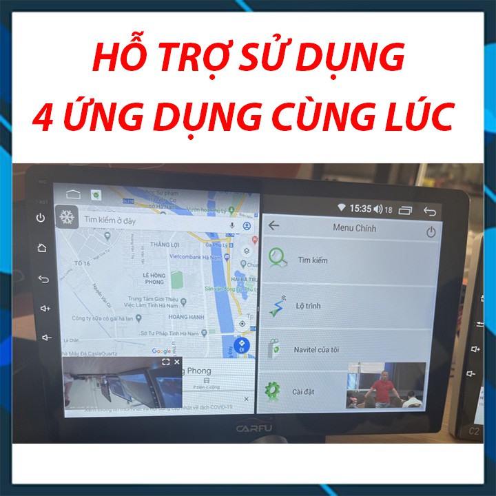 Màn Hình Android CARFU Tích Hợp Camera 360 Sony 3D, RAM 3gb Chip 8x, Camera 360 Ô Tô