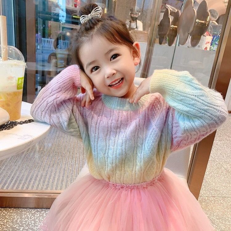 Áo khoác sweater dệt kim thời trang mùa thu mới cho bé gái