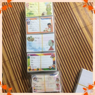 set 100 cái nhãn vở ,nhãn vở hoạt hình có keo dán sẵn