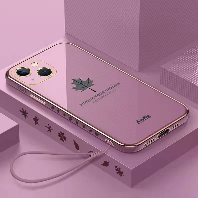 Ốp Điện Thoại Silicon Siêu Mỏng Mạ Màu Kèm Dây Đeo Cho iPhone 6 6s 7 8 Plus X XS XR XSMAX