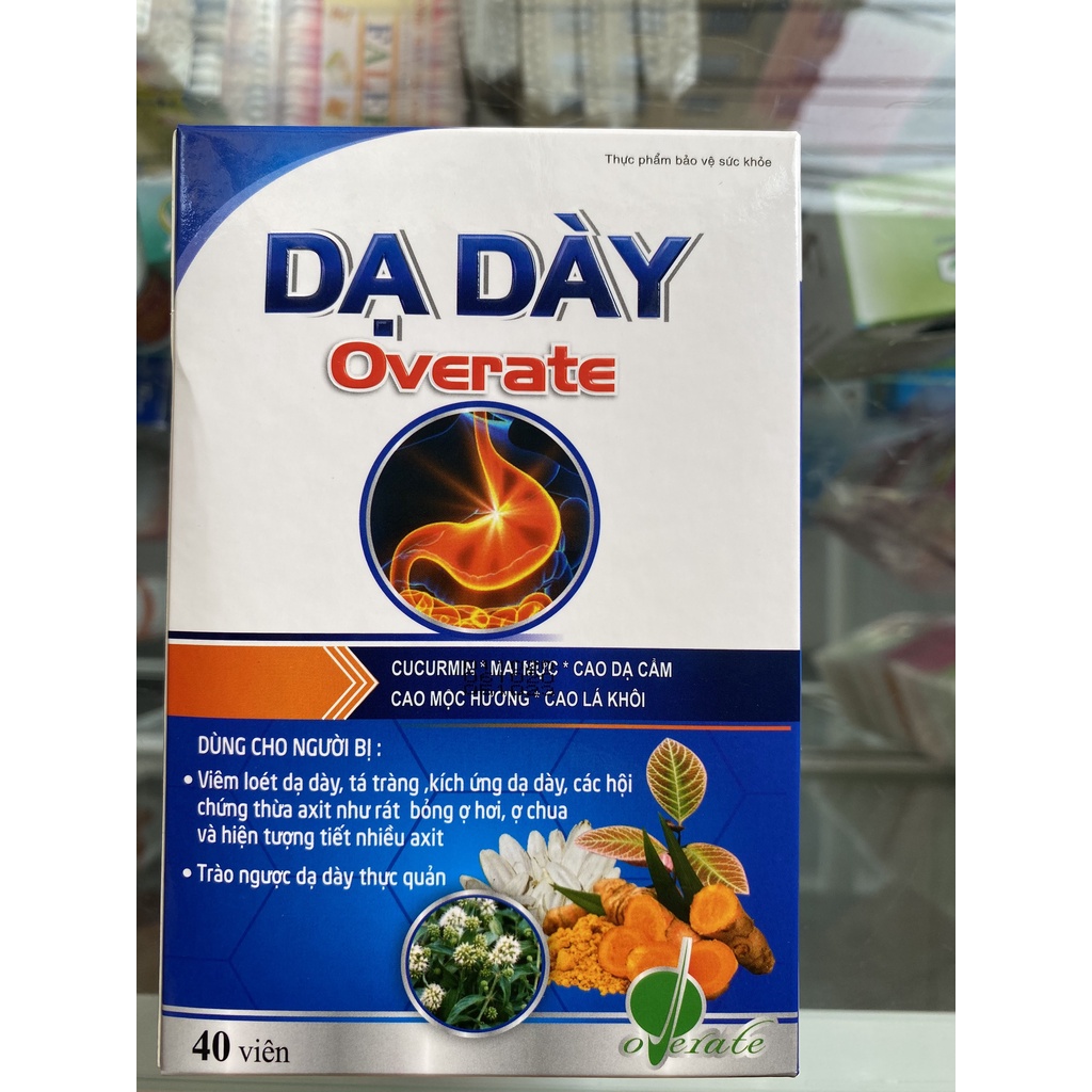 Dạ dày overate - Hỗ trợ giảm các biểu hiện và giảm nguy cơ viêm loét dạ dày, tá tràng (Hộp 40 viên)