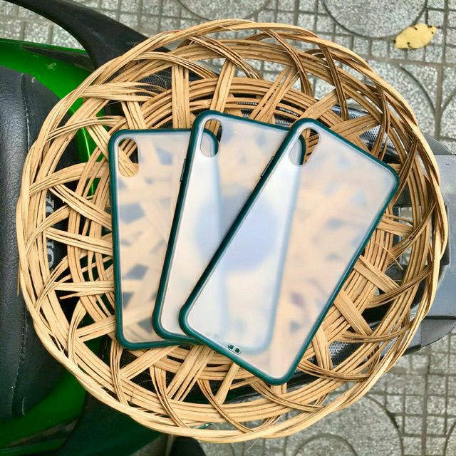 Ốp Lưng Nhám Viền Xanh Rêu 6plus 7plus 8plus X XS XSMAX 11 PRO MAX