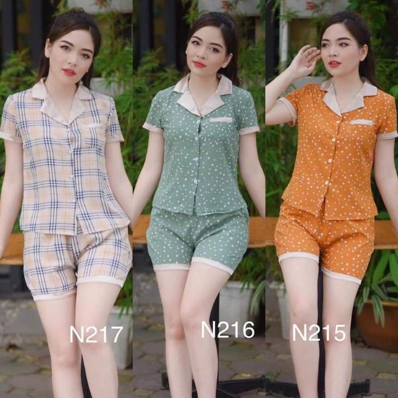 Đồ bộ mặc nhà, đồ ngủ đùi cổ vuông pizam 3 màu ảnh thâth