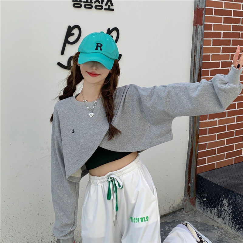 Áo Croptop Tay Dài Dáng Rộng Thời Trang Mùa Thu Cho Nữ | BigBuy360 - bigbuy360.vn