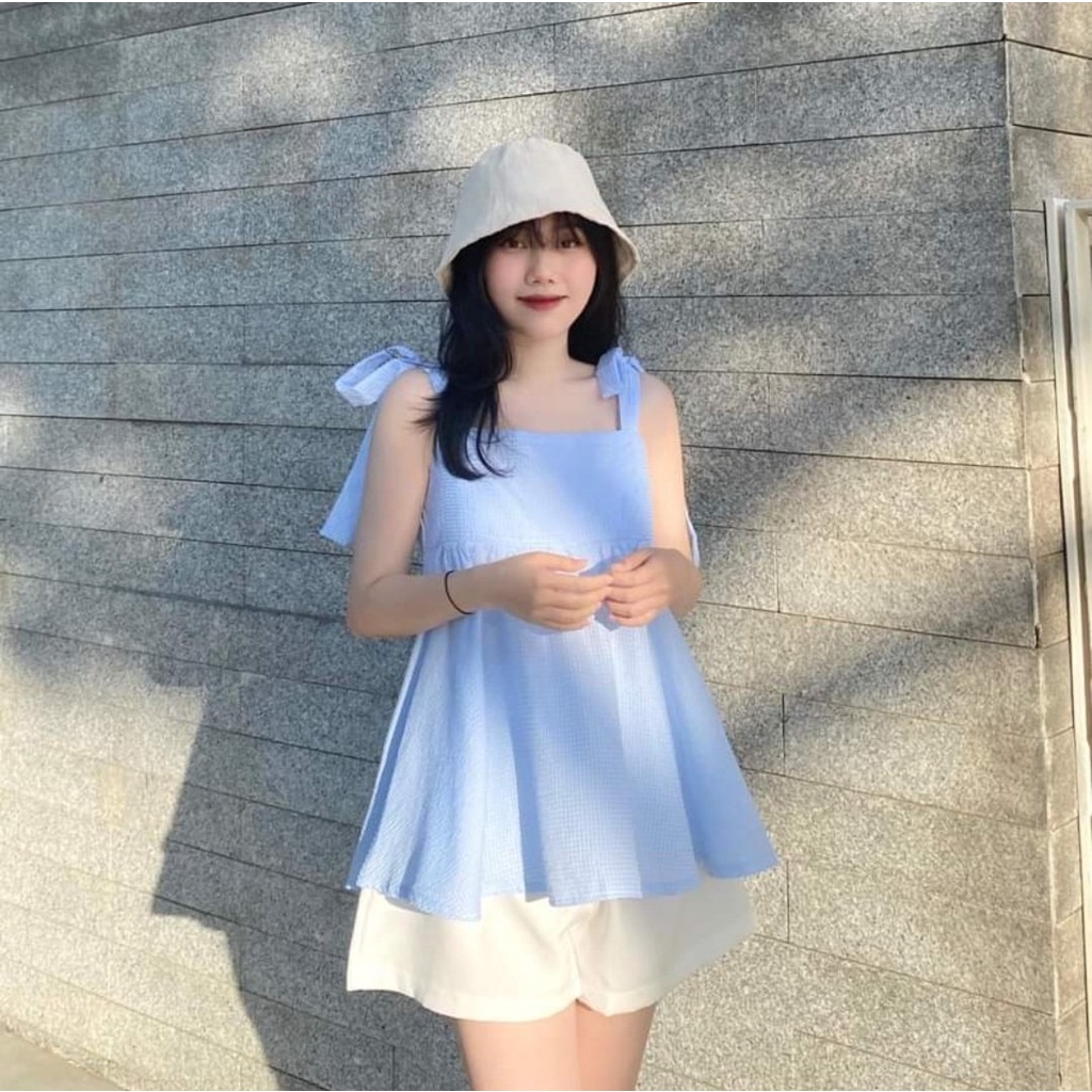 Set babydoll cá tính đi chơi sang chảnh, Set đồ nữ ulzzang gồm quần short nữ và áo 2 dây
