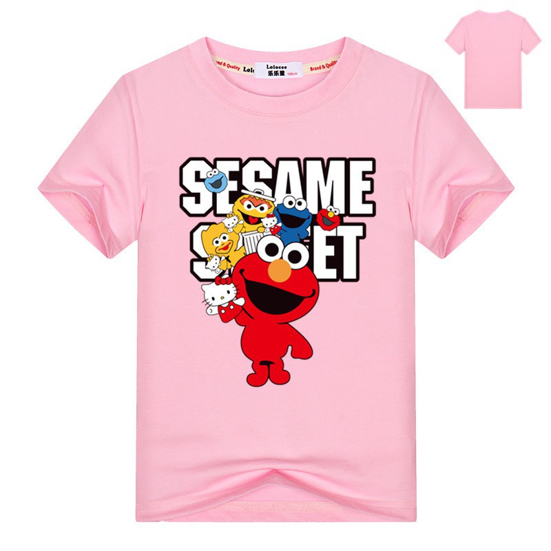 Áo thun Sesame Street-trẻ em unisex tay áo ngắn- Elmo, Oscar, Big Bird, Cookie Monster