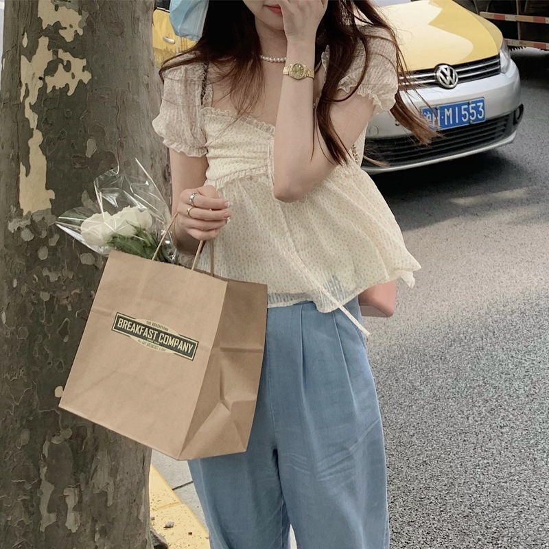 Summer Fashion Women's Summer Floral Print Chiffon Off shoulder Shirt