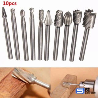Bộ 10 đầu mũi mài khắc làm gỗ lũa cán 3mm