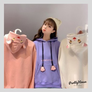 Áo Hoodie Thêu Mèo Tai Thỏ Thời Trang Nam Nữ Thu Đông phong cách năng động trẻ trung kiểu dáng cute dễ thương