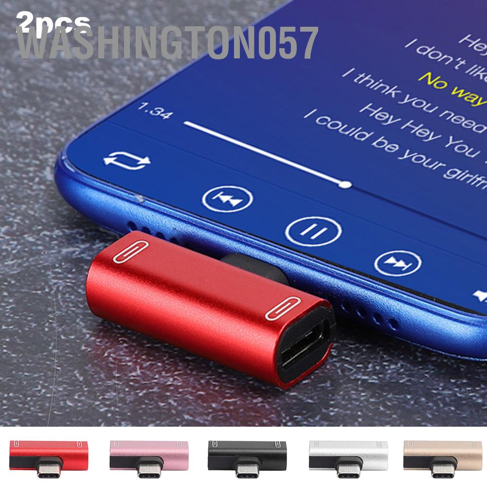 Washington057 2PCS Type‑C Converter Splitter Dual 2 In 1 to Headphone USB Audio Charger Adapter