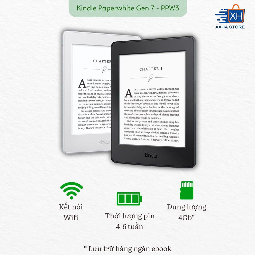 Máy đọc sách Kindle Paperwhite 3 - 7th Generation ⚡️ New 100%, nguyên seal hộp ⚡️ Mua kèm túi chống sốc giá 0đ