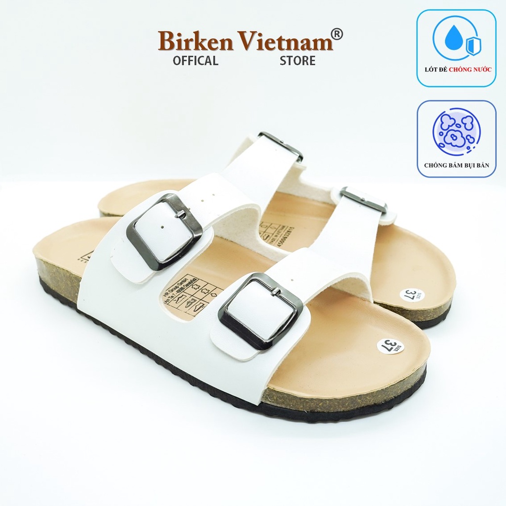 PUK01 - Dép Birken Đế Trấu, Dép lê Unisex Nam và Nữ Thiết kế Dép Quai Ngang Da PU cao cấp Bioline