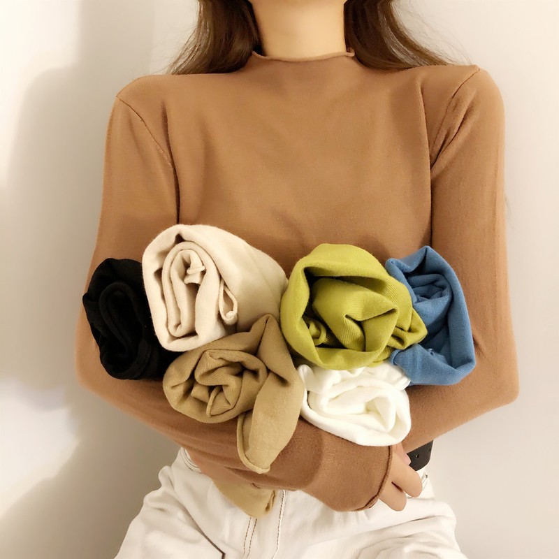 Áo Sweater Mỏng Tay Dài Cổ Tròn Màu Trơn Thời Trang Mùa Thu Cho Nữ