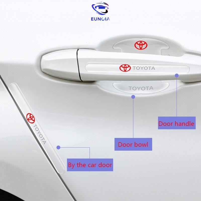 Bộ 10 Miếng Dán Bảo Vệ Chống Trầy Xước Hõm Cửa, Tay Nắm Cửa, Gương Hậu Ô Tô Xe Hơi Silicon Trong Suốt Có Logo Hãng.