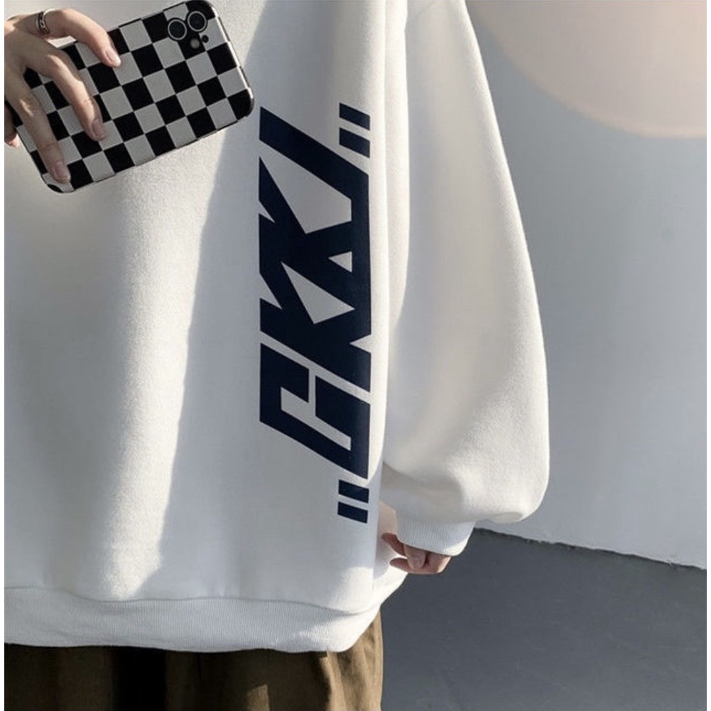 Áo sweater nỉ bông Hàn Quốc họa tiết chữ GKKI form rộng unisex giá rẻ | BigBuy360 - bigbuy360.vn