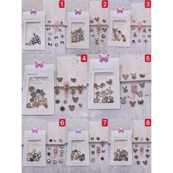 phụ kiện charm kim loại cao cấp trang trí nail
