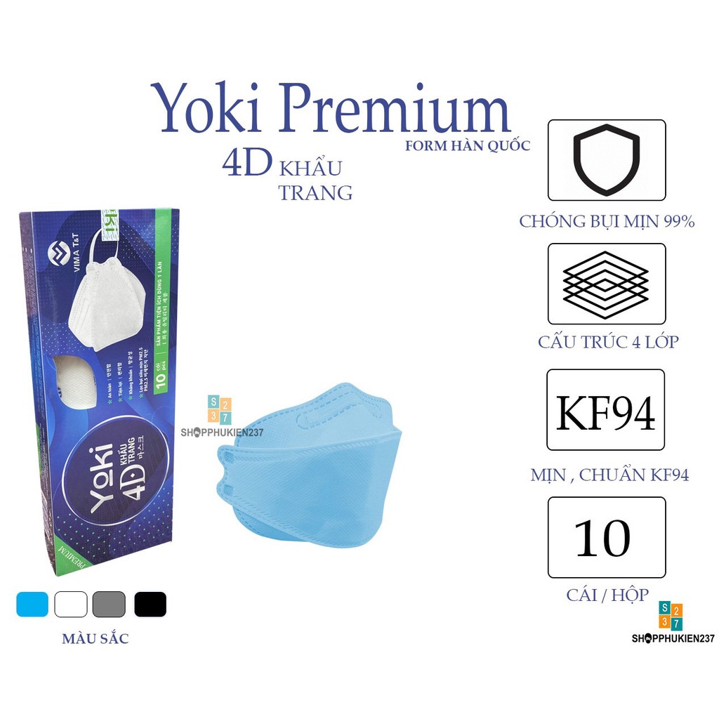 Khẩu Trang 4D Yoki Premium KF94 Hàng 4 Lớp Cao Cấp