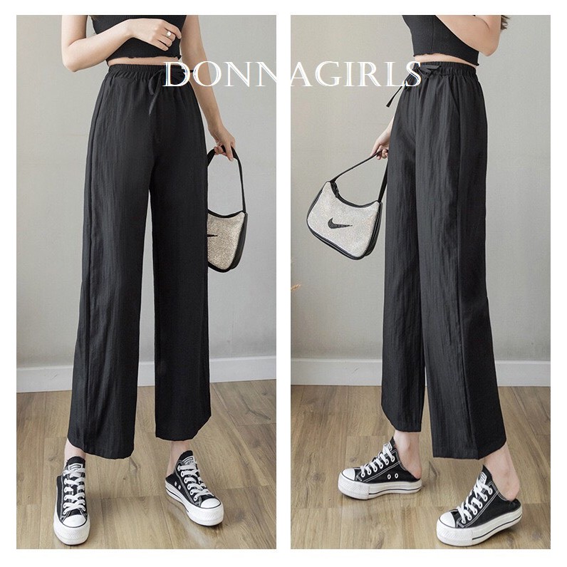 Quần dài nữ ống rộng suông Culottes vãi đũi xước cực thoáng mát hottren DONNAGIRLS QO04