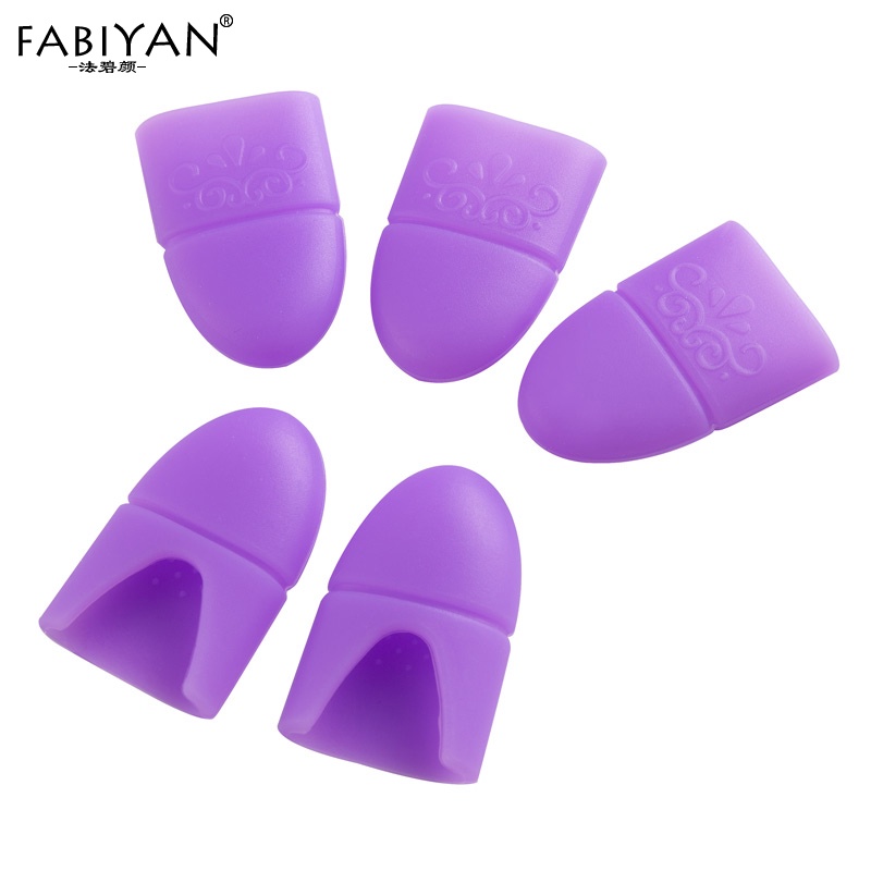 Bộ 5 nắp ủ móng tay Fabiyan tẩy làm sạch màu sơn gel UV bằng silicon chất lượng cao