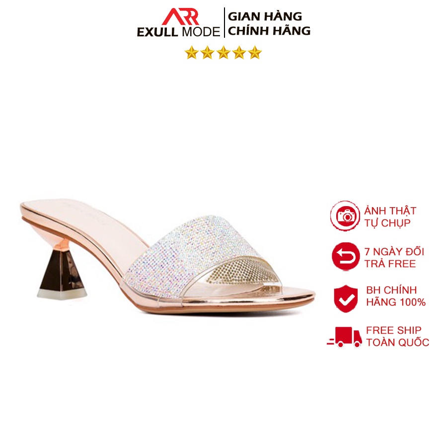 Sandals Nữ -Exull Mode kiểu dáng cao gót cao 5p chất liệu cao cấp màu kem kim tuyến trẻ trung quyến rũ  1016500806