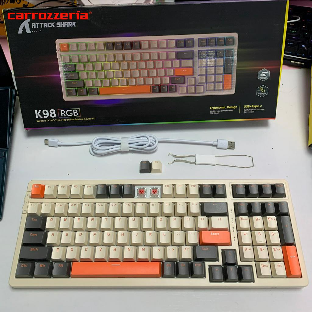 Bàn Phím Cơ Gaming Tùy Chỉnh 3 Chế Độ K98 RGB Attack Shark