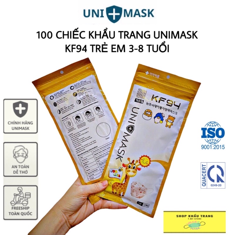 100 chiếc Khẩu trang trẻ em KF94 hàn quốc 4 lớp dễ thương Uni Mask kháng khuẩn cao cấp túi 10 chiếc chính hãng