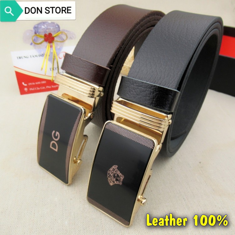 Dây Lưng Nam Khóa Tự Động Thép Không Rỉ Dây Da Bò Thật 100% Bảo Hành 12 Tháng
