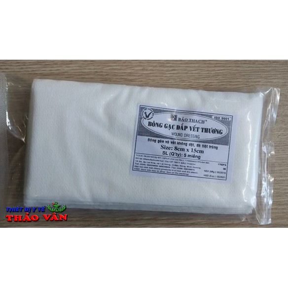 Bông gạc đắp vết thương tiệt trùng Bảo Thạch (combo 5 gói = 25 miếng)