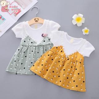 Đầm babyworld ' tay ngắn chấm bi cho bé gái