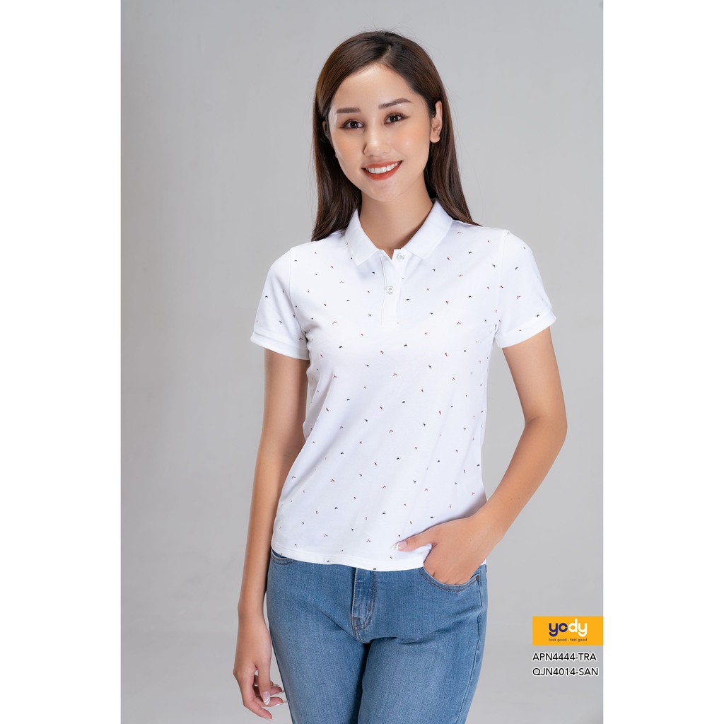 Áo Polo Nữ YODY Mắt Chim Họa Tiết Hải Âu APN4444