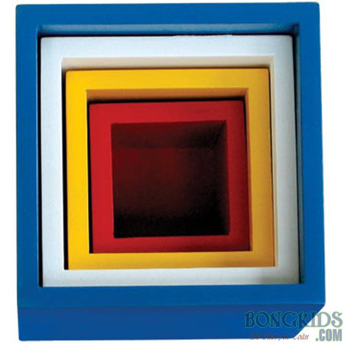 Đồ chơi lồng hộp vuông 4 tầng gỗ cao cấp, đồ chơi xếp chồng lồng hộp thông minh tiêu chuẩn, đồ chơi thông minh cho bé