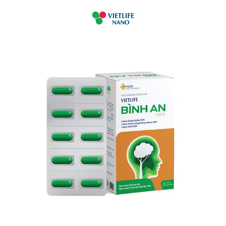 Vietlife Bình An 30 viên - Bộ 5 hộp Đột phá nano dược liệu giúp an não, bình tâm.