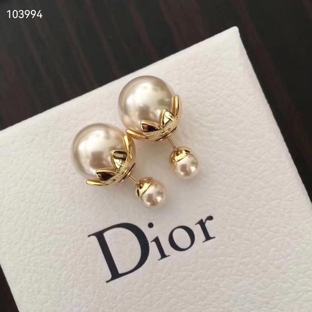 Bông Tai Dior Hình Hoa Hướng Dương Đính Ngọc Trai Bằng Kim