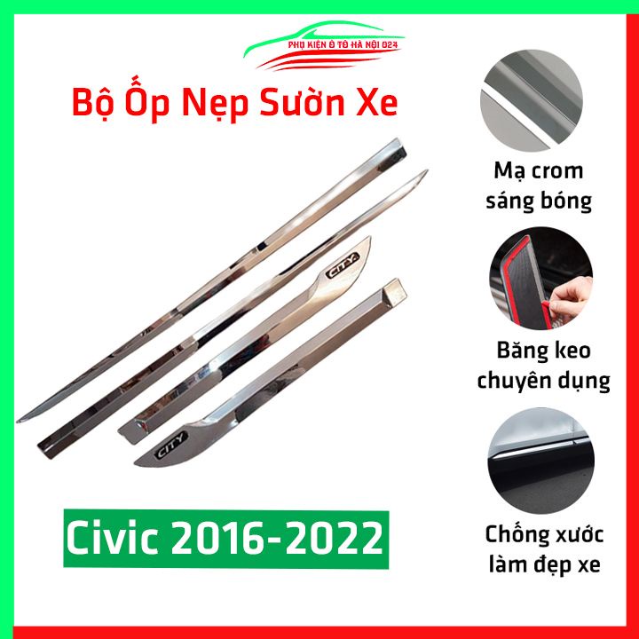 [Civic 2016-2020] Bộ Ốp Nẹp Sườn Cho Xe - Civic 2016-2020 Mạ Crom