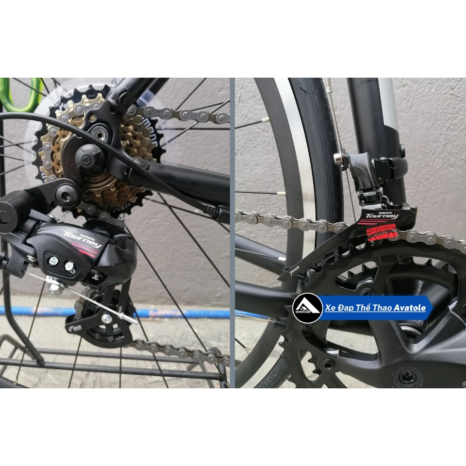 Xe đạp đua GLX TCV19, Khung hợp kim nhôm 700Cx48cm, Bộ truyền động Shimano A070 21Speed, Bánh xe 700X25C, Màu Xám Đen