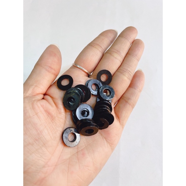 Lông đền đen mỏng & dày 6li->12li, vòng đệm phẳng màu đen lắp thông dụng